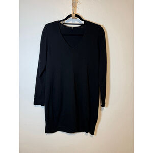 Women's Eileen Fisher Black Merino Wool V-Neck Sweater S